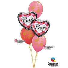 Bukiet 779 Golden Pink & Red Roses Valentine Frame Qualatex #54858-2 57056-3